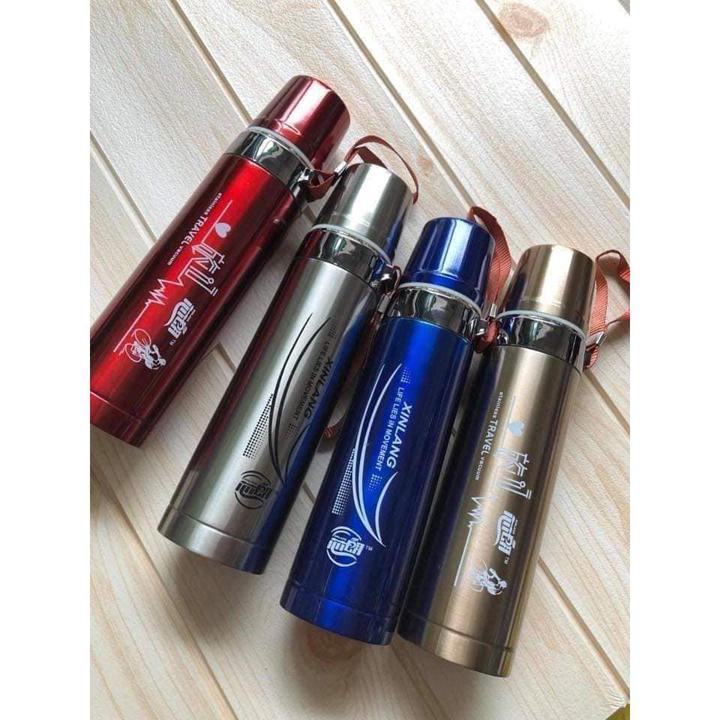 Bình giữ nhiệt 800ML - Bình giữ nhiệt 2 cơ chế có quay xách tiện dụng kèm nắp uống nước thay cốc