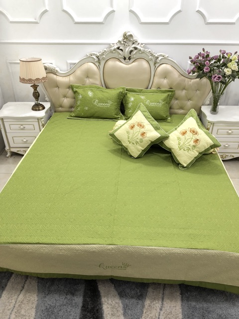 Bộ chăn ga gối Satin queen mùa cưới 7 món | BigBuy360 - bigbuy360.vn