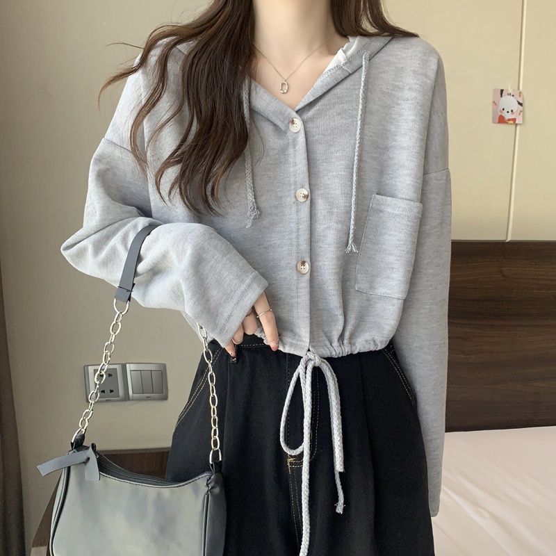 SUXI Áo Hoodie Thể Thao Dáng Rộng Màu Sắc Đơn Giản Cho Nữ