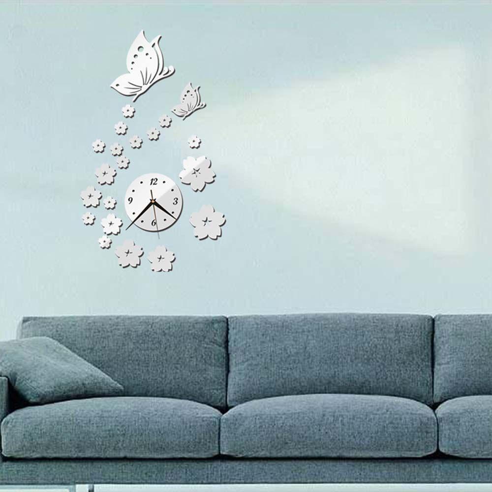 Đồng Hồ Treo Tường Mặt Gương Không Gây Tiếng Ồn Tháo Rời Được DIY