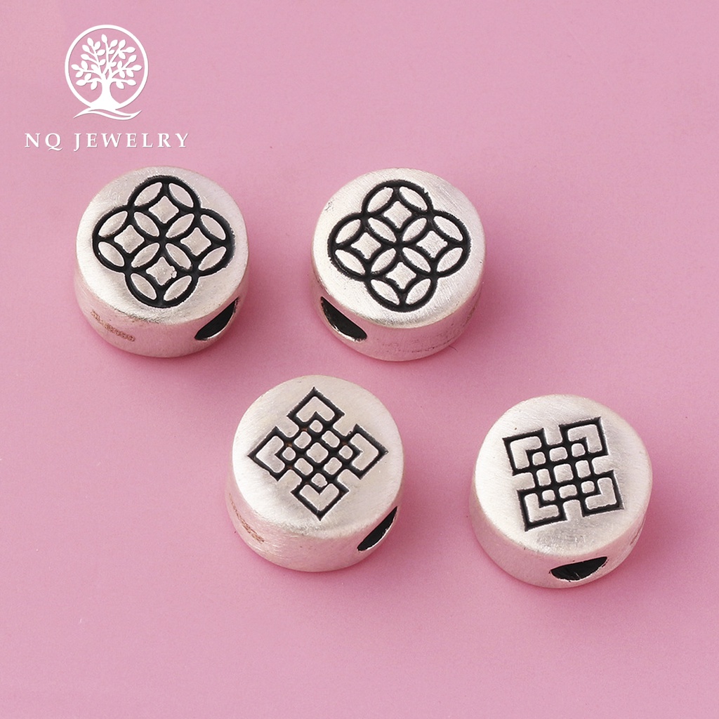 Charm bạc xỏ ngang họa tiết - NQ Jewelry