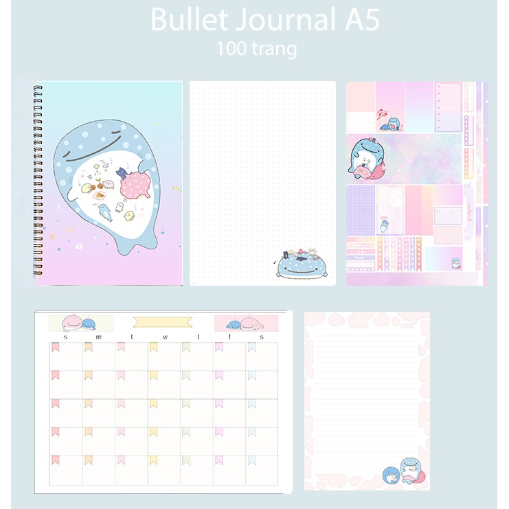 Sổ bullet journal jinbeisan SBJ9 A5 100 trang 160gsm chấm kẻ ngang  in màu monthly planner  Sổ tay vẽ chì Sketchbook
