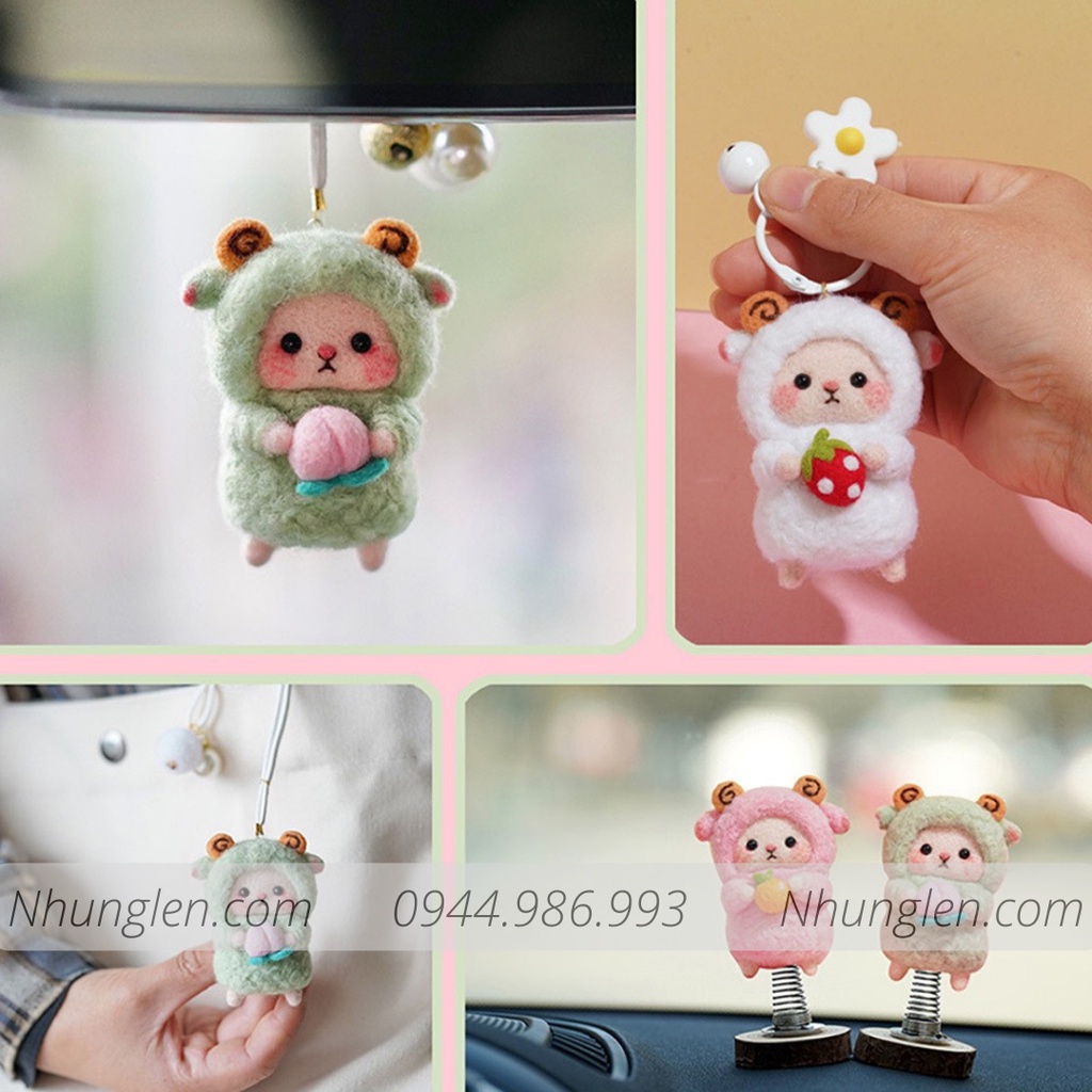Bộ len chọc Cừu Bé Cưng Đơn Giản Siêu Dễ và Rẻ với LEN XOĂN siêu xịn và đẹp - Needle felting sheep, quà tặng ý nghĩa
