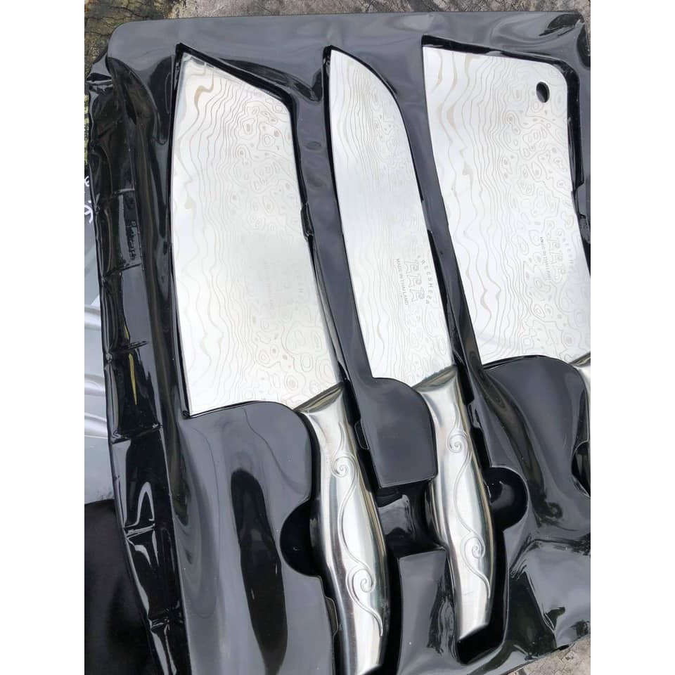🌸🌸Bộ dao inox 3 món: gồm dao chặt, 2 dao thái cán đúc liền