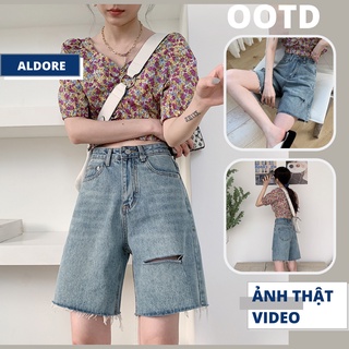 Quần jean ngố nữ form quần bò lửng ống rộng phong cách Ullzzang MST4R