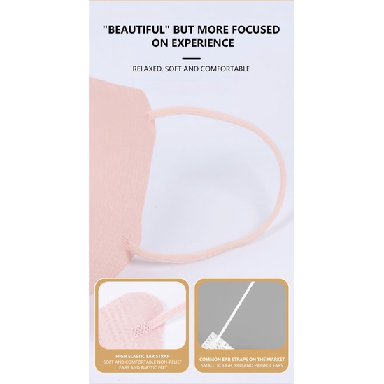 Có sẵn 10PCS thời trang 3D dành cho người lớn KN95 mặt nạ ba-Hai lớp thoáng khí khuôn mặt ửng hồng KF94 mặt nạ màu hồng COD