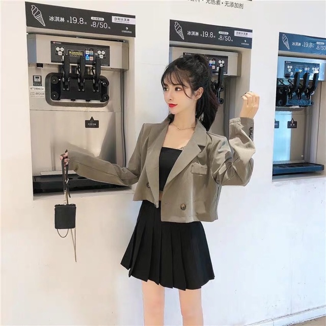 Combo áo vest ngắn và váy xoè thượng lưu cao cấp oder