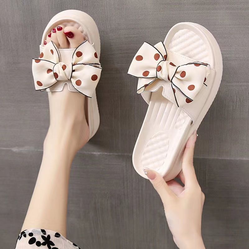 Dép bánh mì đế cao Dép đế xuồng Dép Sandal Đế Xuồng Dày Quai Nơ Chống Trượt Thời Trang Mùa Hè Mới 2022