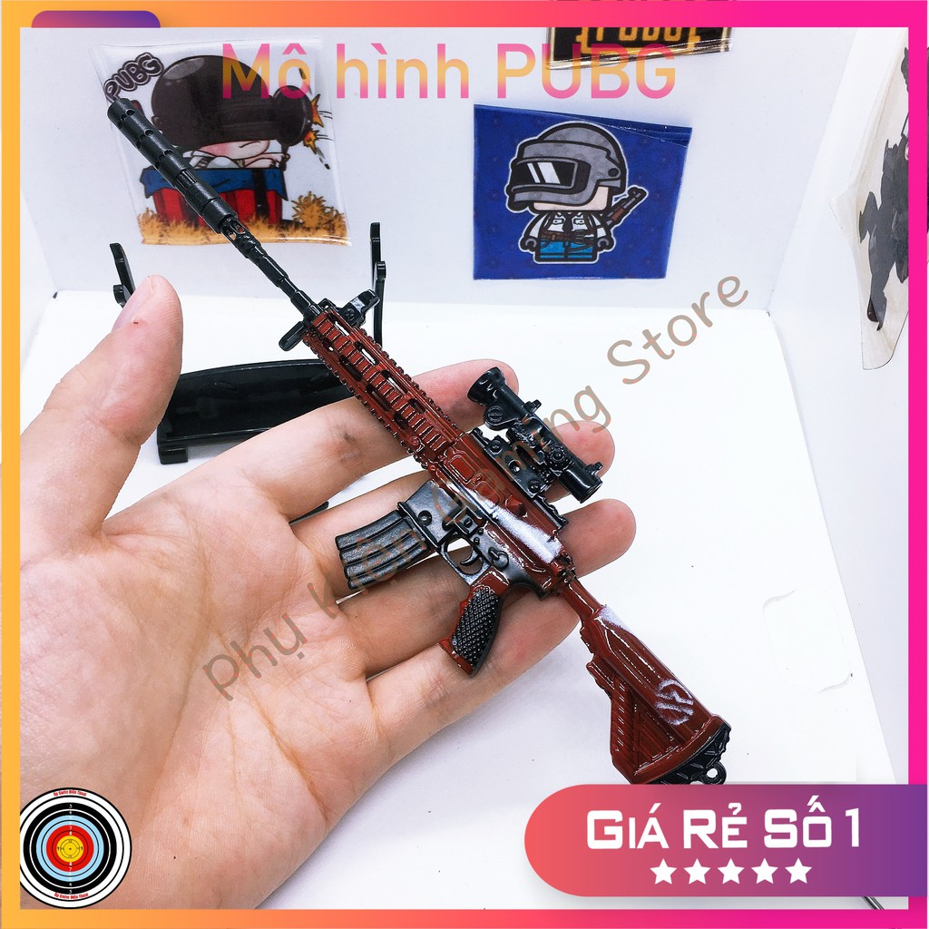 Mô hình súng pubg kim loại lắp ráp M416 skin Red Lifelong dài 20cm mô phỏng giống thật trong game