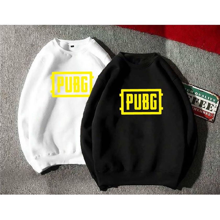 Áo nỉ Sweater thu đông PUBG form suông rộng unisex cổ tròn, chất nỉ bông siêu ấm, màu đen trắng xanh hồng
