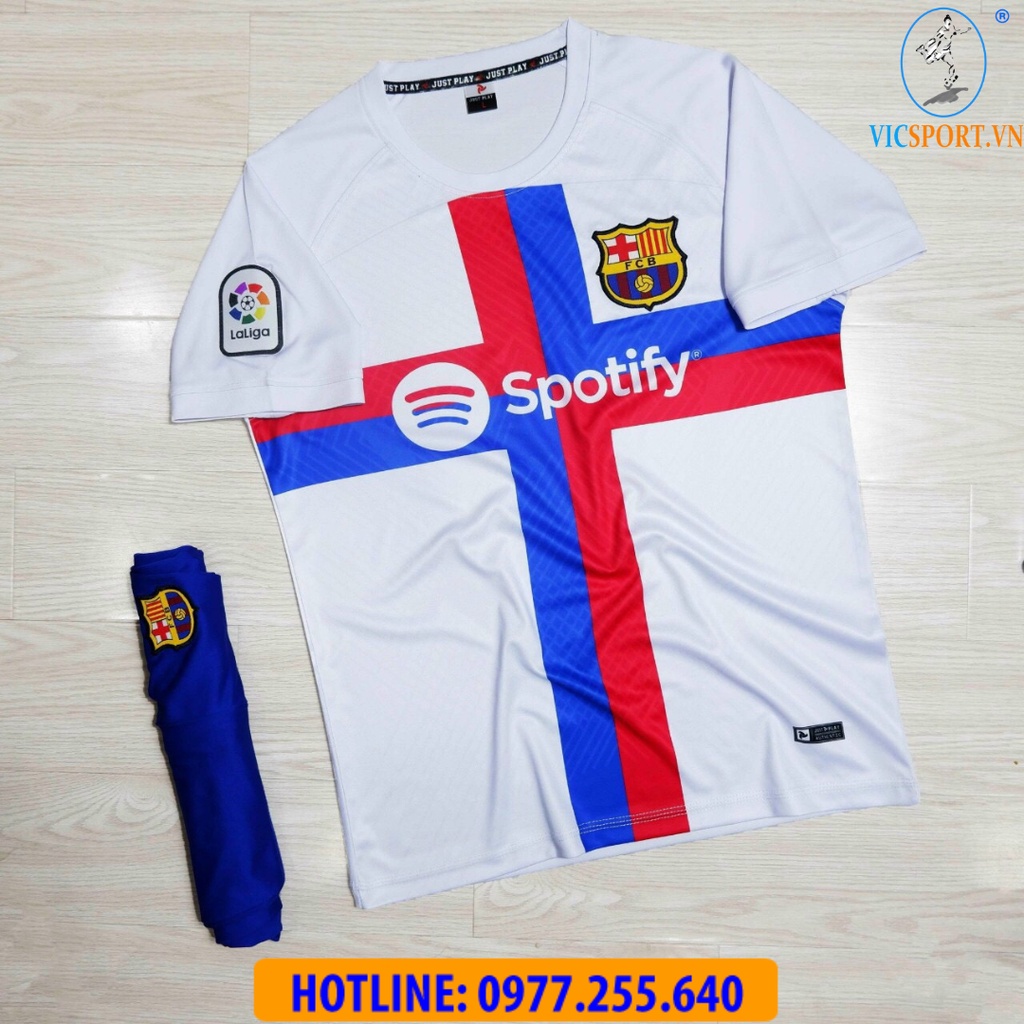 Áo Bóng Đá CLB Barcelona, Quần Áo Đá Banh Barca Trắng Mới Nhất 2022-2023 - Vicsport