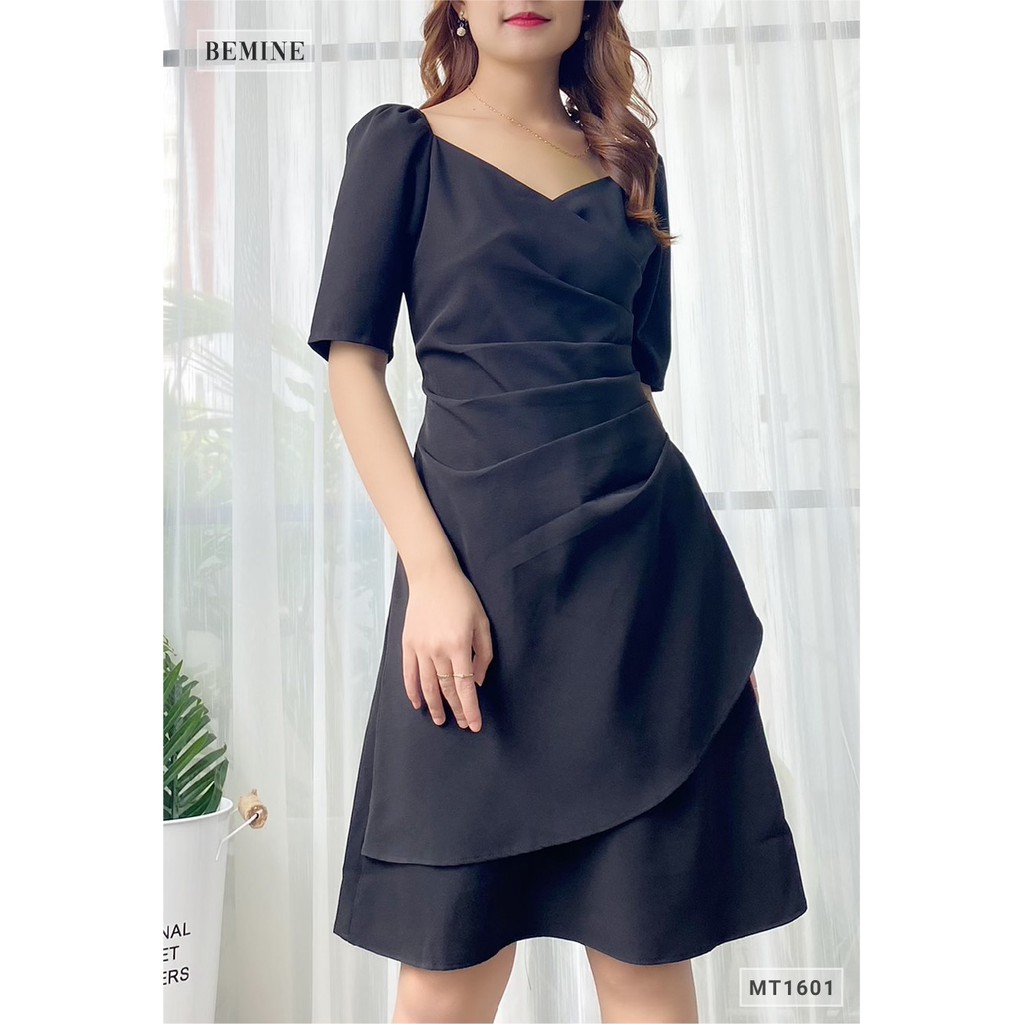 Đầm chun vai xếp li thân BEMINE MT1601DEN | BigBuy360 - bigbuy360.vn