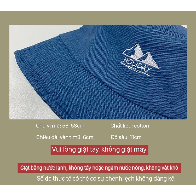 Mũ Bucket in thêu nhiều màu sắc phong cách Hàn Quốc