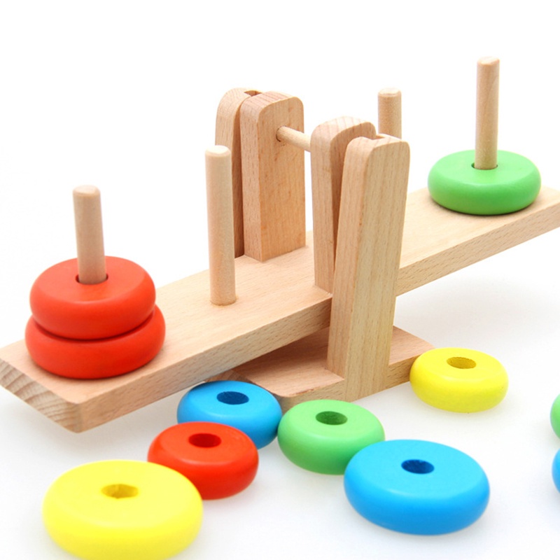 [Hot Sale]Wooden Clown Rainbow Stacker Seesaw Balance Scale Board Balancing Game Kids Early Education Toys for Children