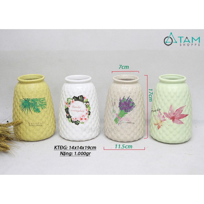 Bình hoa gốm hoạ tiết Vintage trái dứa cao CE-BG-09