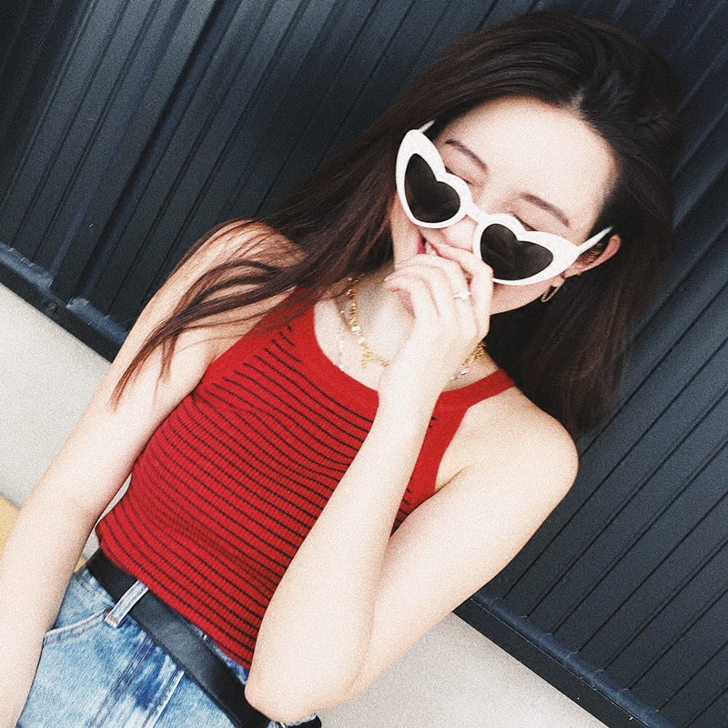 Kính mát chống nắng UV400 hình trái tim hợp thời trang cho nữ
