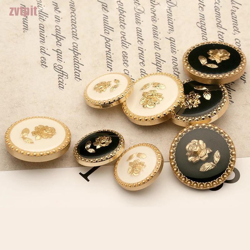 Set 6 nút áo khoác họa tiết hình hoa hồng bằng kim loại cho nữ