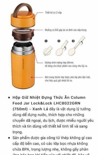 🍒🍒🍒 Bình ủ cháo Lock & Lock
1000ml