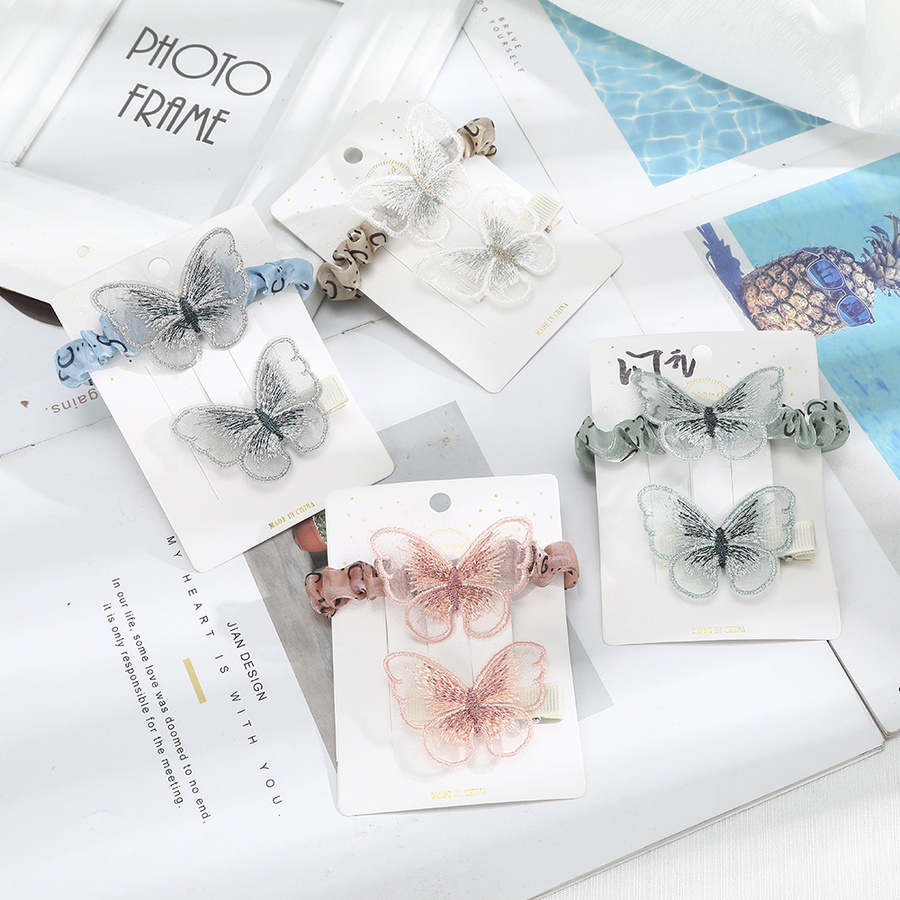 Bộ kẹp tóc + dây buộc tóc mặt hình bươm bướm xinh xắn thời trang dành cho nữ