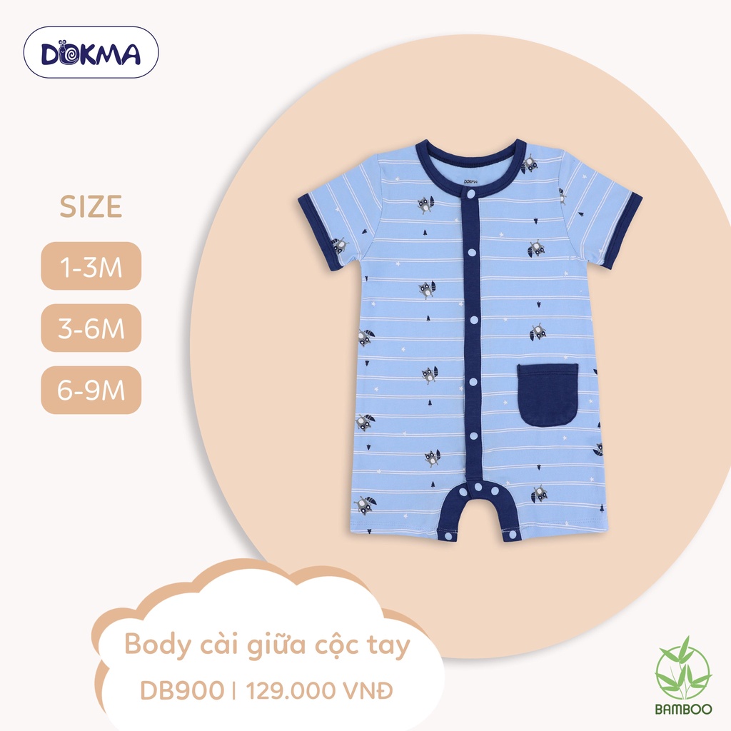 Bộ bodysuit cài vai cho bé sơ sinh chất liệu cao cấp DB900 hiệu Dokma size 1 - 12M Tiệm Nhà Sóc