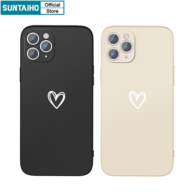 Ốp lưng iphone Ốp điện thoại Suntaiho silicon mềm họa tiết trái tim thích hợp cho iPhone 13 12 11 Mini Pro X XR XS Max 7 8 Plus