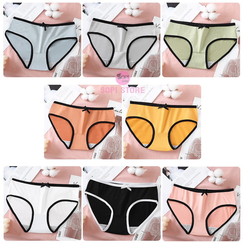 Quần lót nữ cotton trơn viền đen cao cấp, quần lót cotton kháng khuẩn QLH78 - Sopi Store | BigBuy360 - bigbuy360.vn