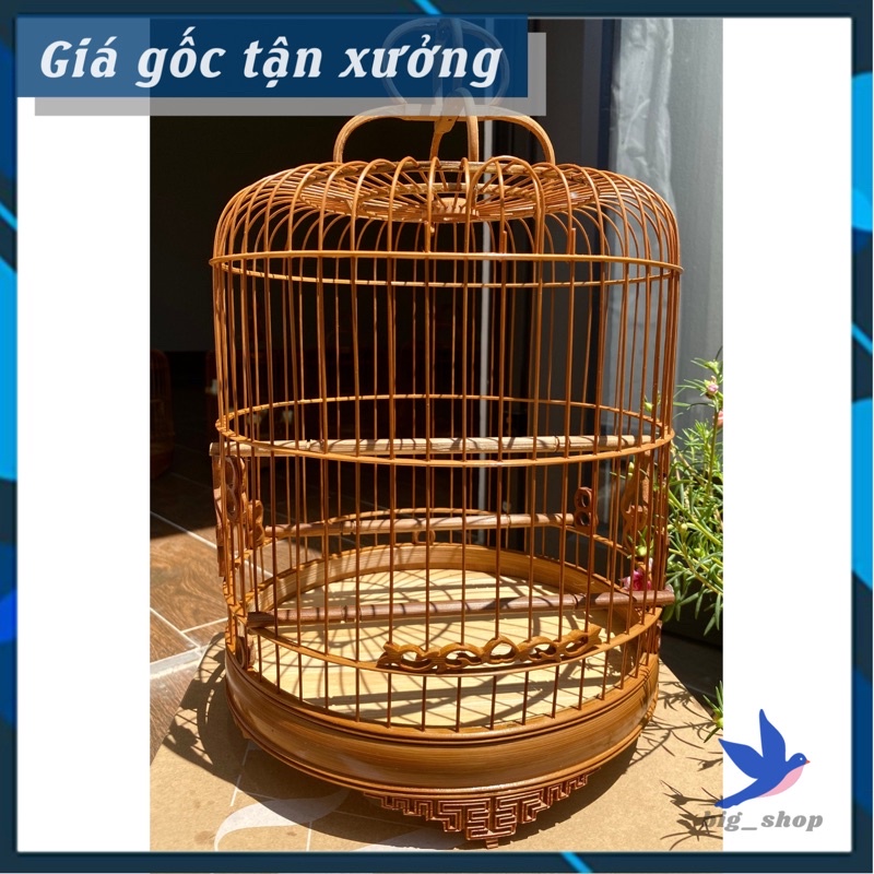 Lồng chim vành khuyên lùn sz 22 chân triện chất liệu trúc cật- lồng chim khuyên