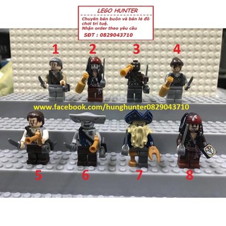 Lego minifigures nhân vật Cướp Biển Caribê Chiếc Rương Tử Thần Davy John , Jack Sparrow , Will Tunner ,Bootstrap