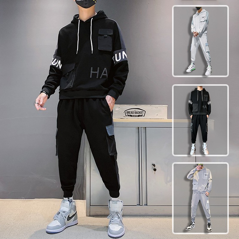 Bộ Quần Áo Thu Đông Nam Áo Hoodies HAG Có Mũ Trùm Đầu Kết Hợp Quần Jogger Bo Gấu MENFASHION1989 SET NAM 90000126C