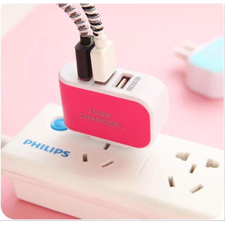 💰Trợ giá💰 Củ Sạc 3 Cổng Usb Sạc Điện Thoại Có Nhiều Màu HOT