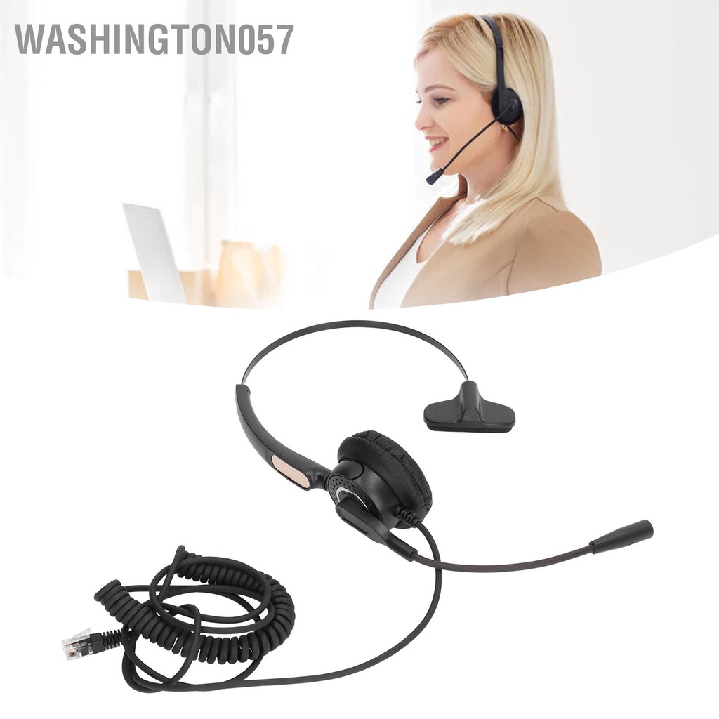 Có thể bán buôn Tai nghe điện thoại RJ9 Loại bỏ tiếng ồn dây lò xo một mặt có Mic cho Trung tâm cuộc gọi văn phòng Washington057 Hàng giao ngay