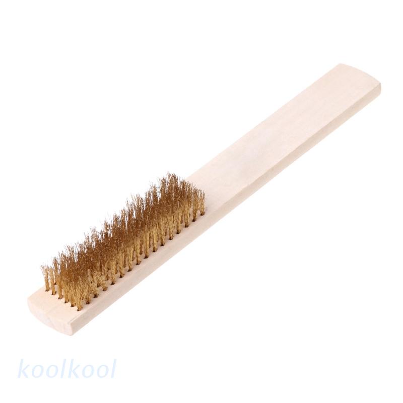 Bàn Chải Dây Đồng Cán Gỗ 208mm Dùng Để Vệ Sinh Kim Loại