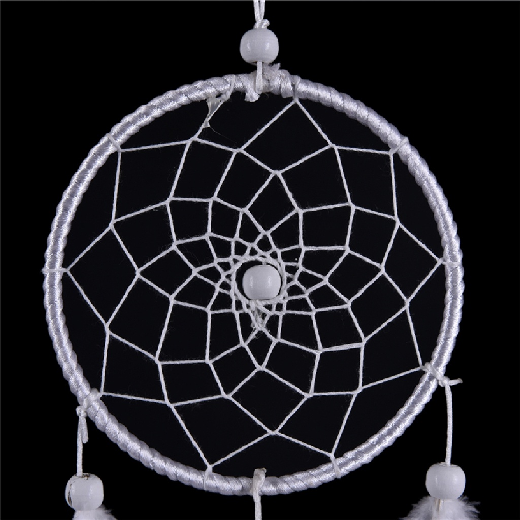 Dreamcatcher Đính Lông Vũ Màu Trắng Treo Tường Trang Trí