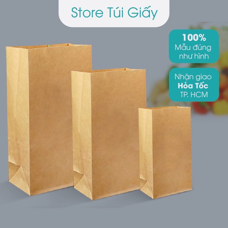 Túi giấy đựng bánh mì, bánh các loại. SET 50 TÚI giấy xi măng trơn không quai, túi giấy gói hàng