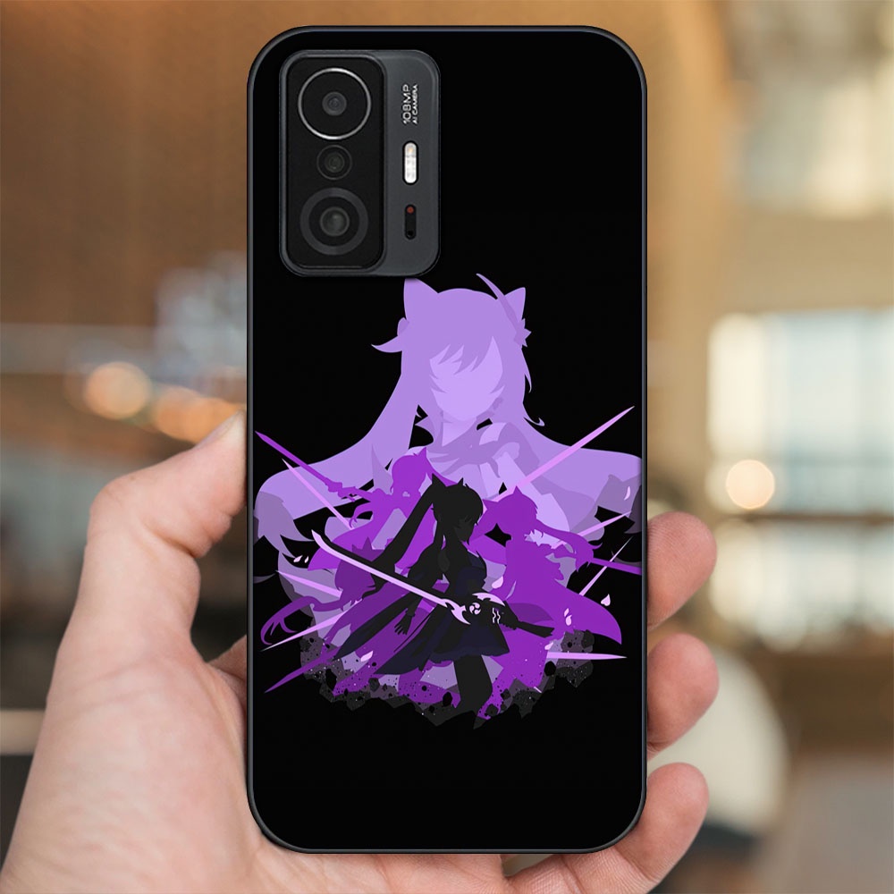 Ốp lưng Xiaomi 11T viền đen in hình Keqing Genshin Impact