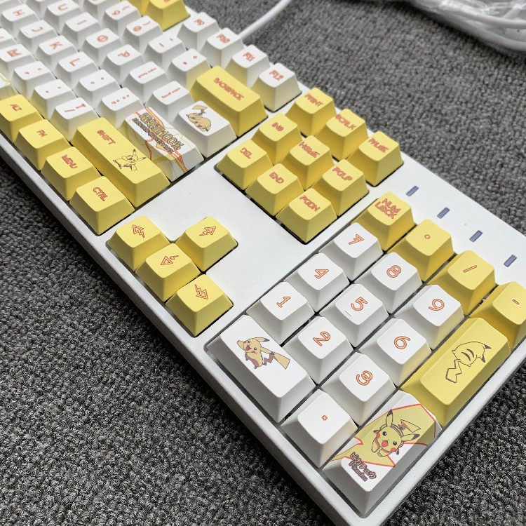 Keycap PBT cho bàn phím cơ PIKACHU dyesub in 5 mặt Cao cấp gắn full phím 110 PCMASTER