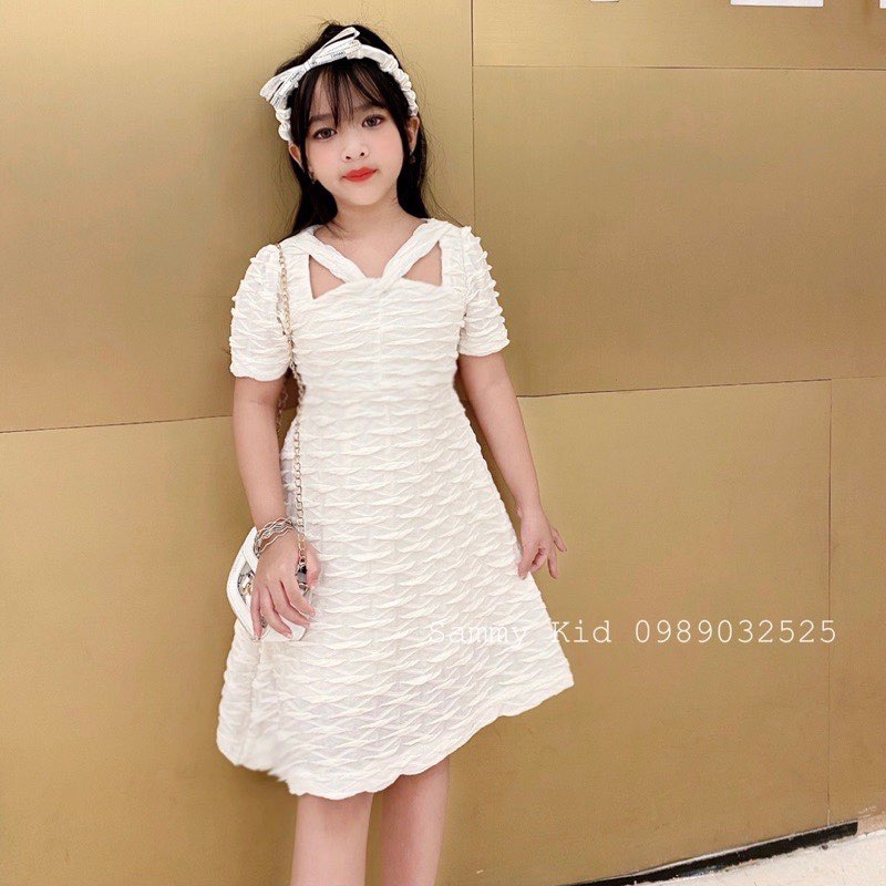 Váy xoè A tiểu thơ nhẹ nhàng sang chảnh cho bé gái size đại 16-41kg