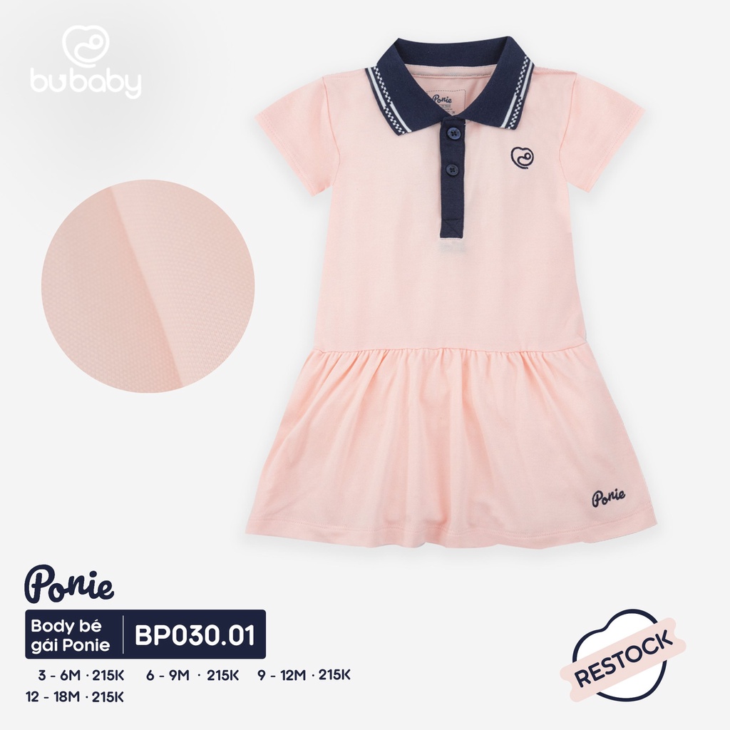 [CHÍNH HÃNG] Body váy cộc tay bé gái cổ polo BP030.01 Bu Ponie