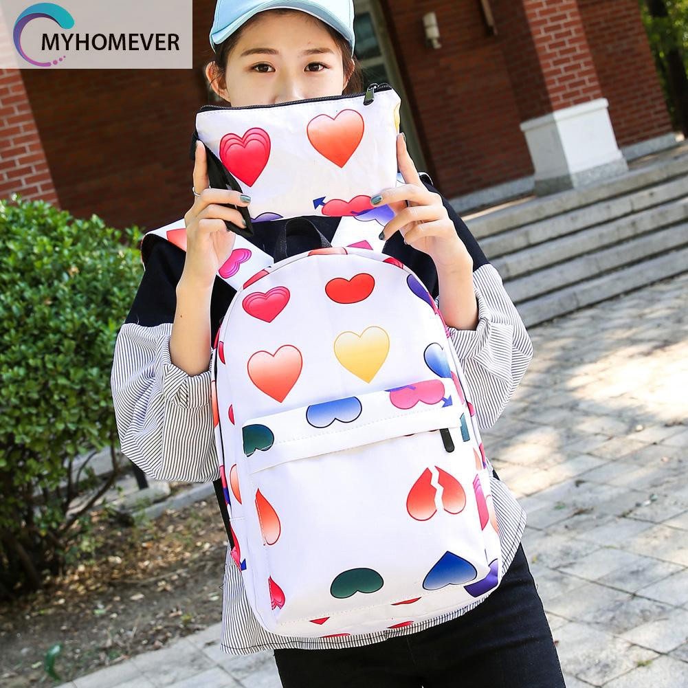 túi 2pcs New Fashion 3D Nylon Cute Smile Print Backpack Travel School Bag-116592 nữ