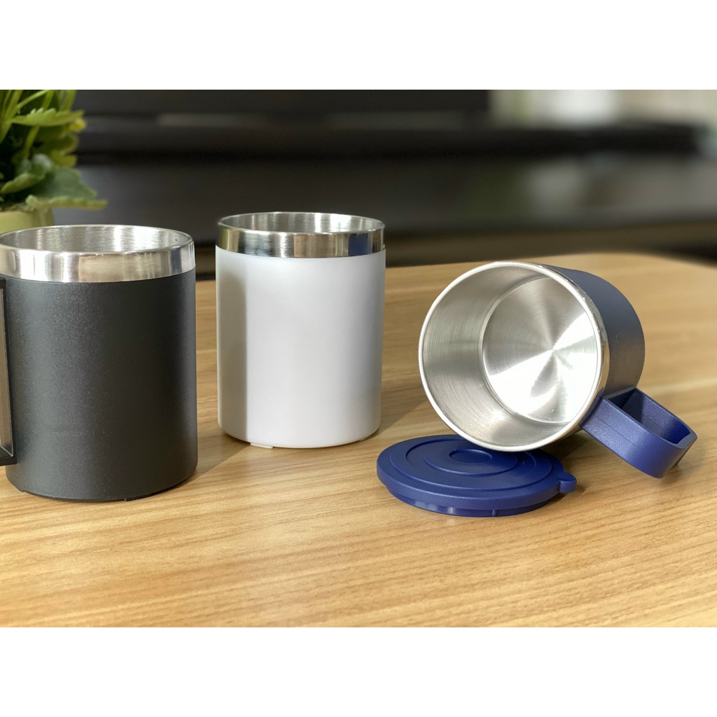 Cốc giữ nhiệt lõi inox thép không gỉ 220ml sản xuất tại Nhật Bản - ba màu Xanh, Trắng , Đen siêu xinh