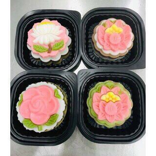Bộ 2 khuôn nhựa rau cau trung thu, khuôn ép xôi hình hoa sen 10cm