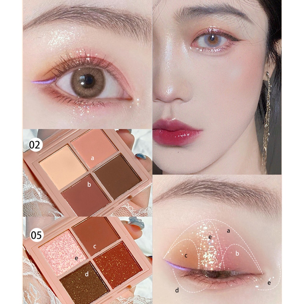 [Hàng mới về] Bảng phấn mắt 4 màu nhũ ngọc trai lấp lánh kháng nước