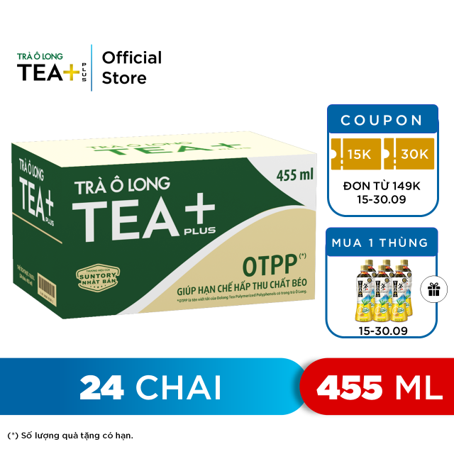 Thùng 24 Chai Trà Ô long Tea+ (455ml/Chai)