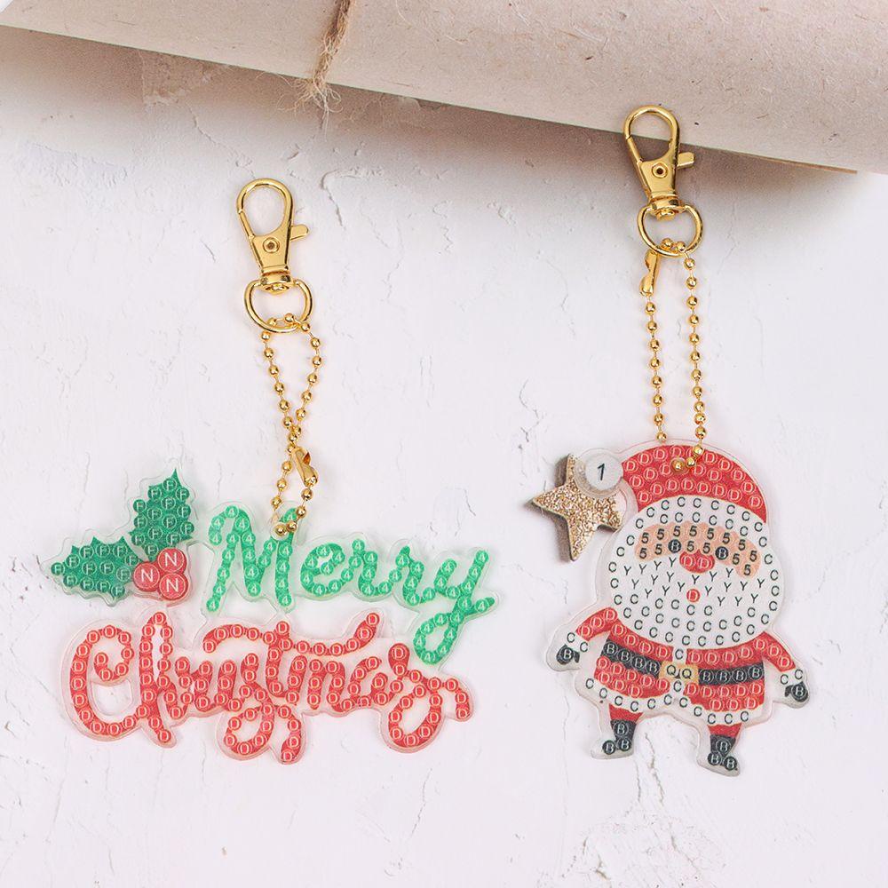 Bộ 8 Tranh Vẽ Đặc Biệt Hình Dáng Đặc Biệt Dịp Giáng Sinh|Móc Khóa Hình Ông Già Noel