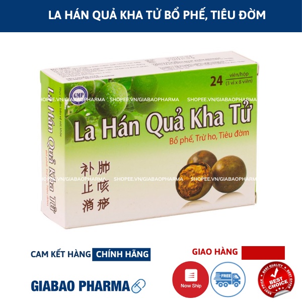 Kẹo ngậm LA HÁN QUẢ KHA TỬ giúp bổ phế, trừ ho, tiêu đờm - HỘP 20 viên