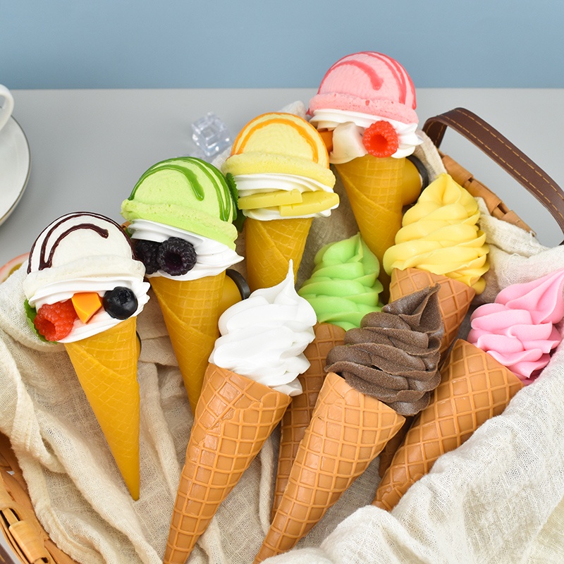 Mô phỏng nhân tạo mô hình kem trái cây giả kem hình nón kem-kem hình nón kem tráng miệng cửa hàng trang trí ảnh p