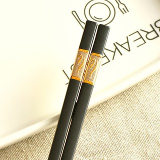 Đôi Đũa Khảm Vàng Hình Chiếc LáTài Lộc May Mắn - Đũa Cao Cấp Chịu Nhiệt, Chống Trơn, Chống Mốc, Bền Màu