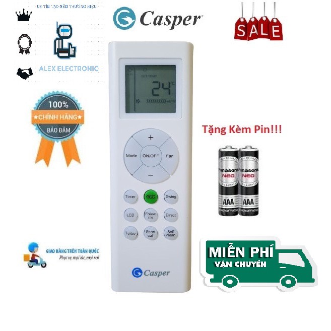 Remote Điều khiển điều hòa Casper 1&2 chiều Inverter- Hàng mới chính hãng Casper 100% Tặng kèm Pin-Điện tử ALEX