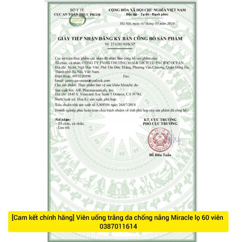 [HÀNG NHẬP KHẨU] Viên Uống Trắng Da, Chống Nắng, Giảm Thâm Sạm Nám, Chống Lão Hóa MIRACLE Double White Extra hộp 60 viên | Thế Giới Skin Care