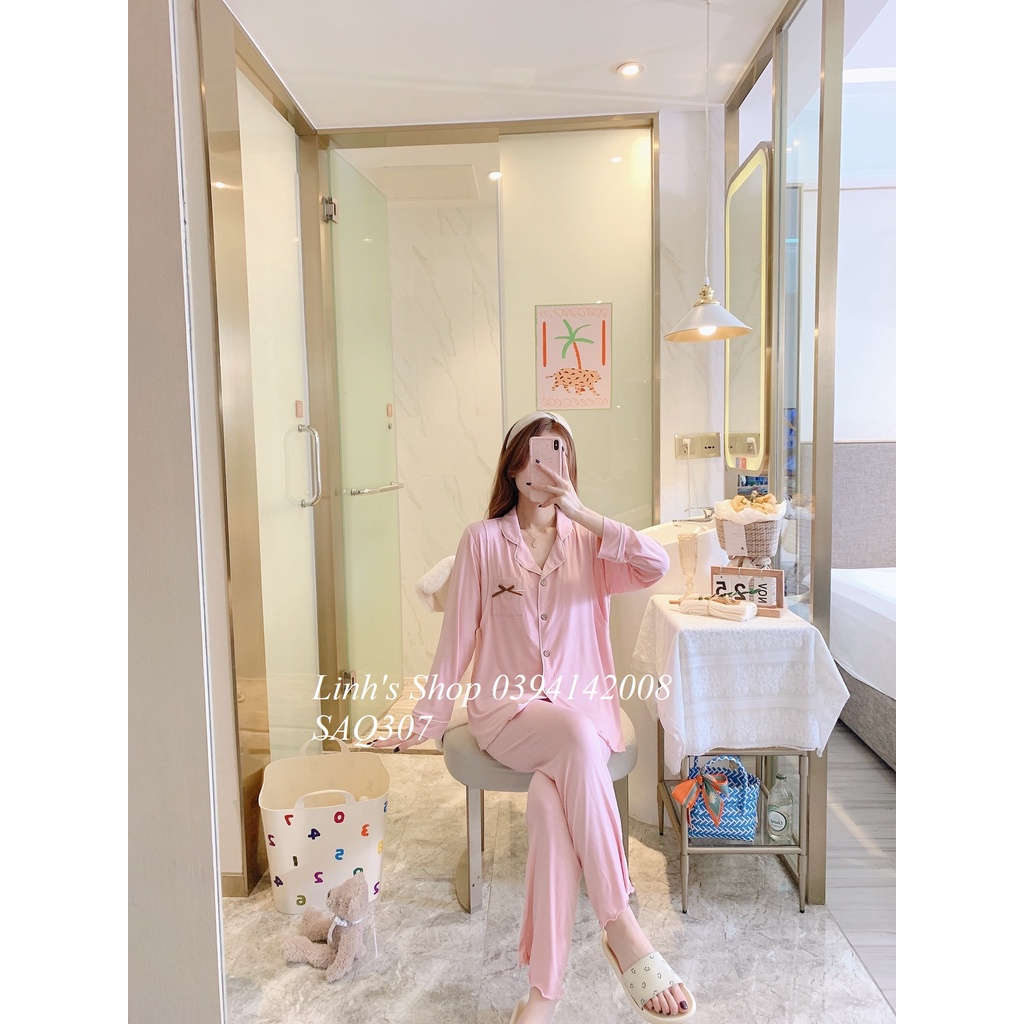 Bộ Bầu Dài Tay Sau Sinh-SAQ307 Ở Cữ Chất Cotton Lạnh Mềm Siêu Mát Cao Cấp